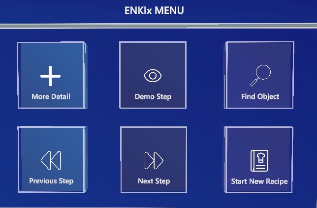 Recipe menu from the augmented reality task guidance interface